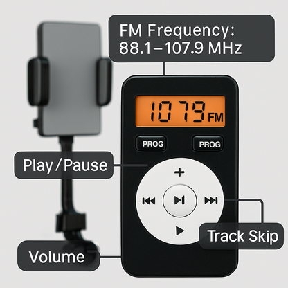 FM Transmitter Hands-free Car Charger for Smartphones