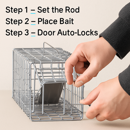 Foldable Rat Trap Cage, Humane Live Rodent Cage
