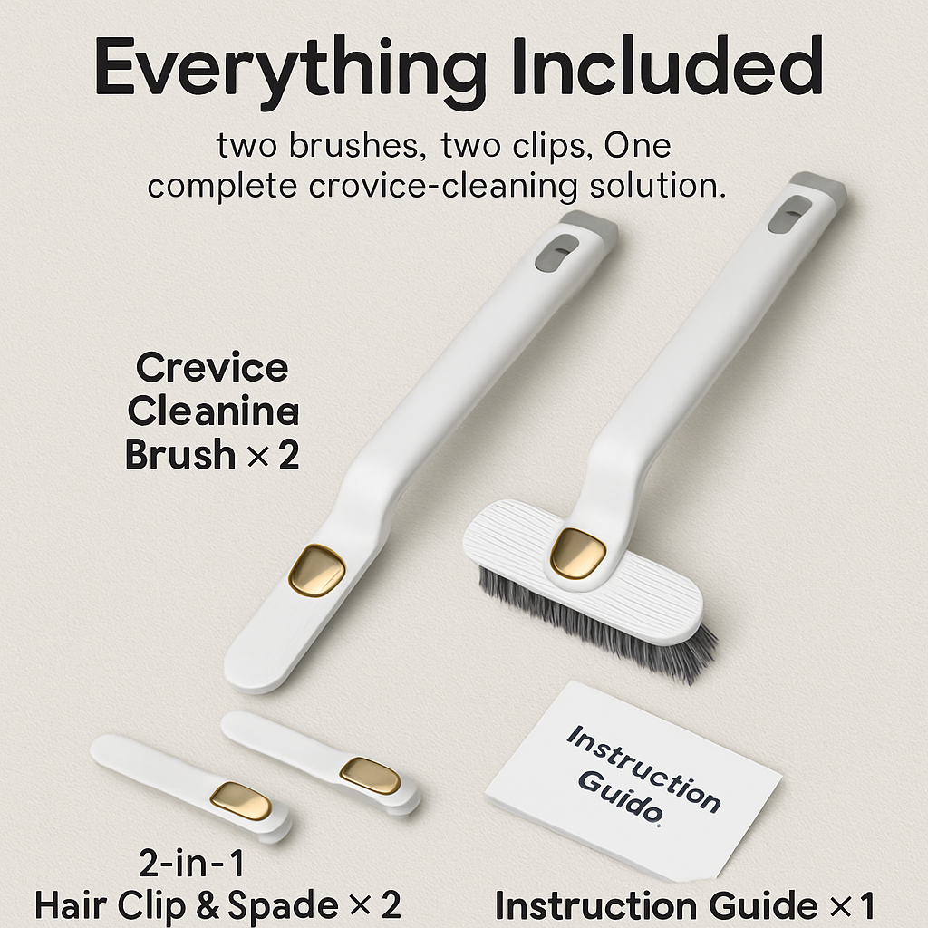 Rotating Crevice Cleaning Brush with Clip and Spade