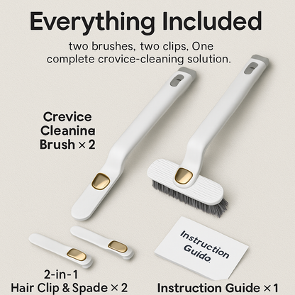 Rotating Crevice Cleaning Brush with Clip and Spade