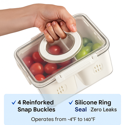 Airtight Fruit Storage Containers - 4-Compartment