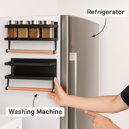 Magnetic Spice Racks for Refrigerator with Paper Holder