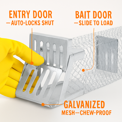 Humane Mouse Trap Cage - No Assembly, Reusable Live Catch