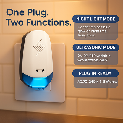 Ultrasonic Pest Repeller with Night Light for Indoor Use