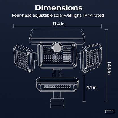 Solar Powered Wall Light with Motion Sensor and 4 Heads