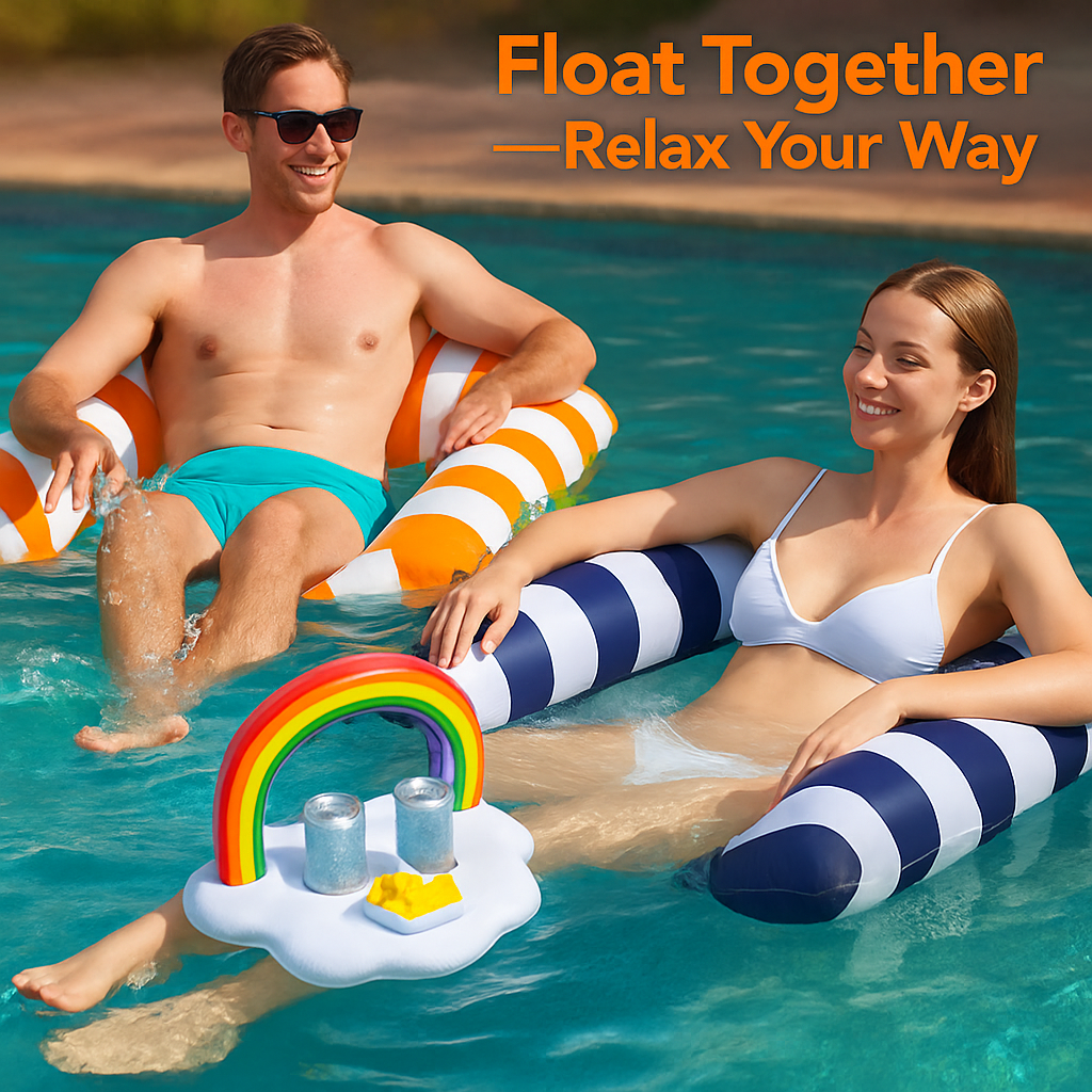 Inflatable Pool Floats for Adults with Drink & Snack