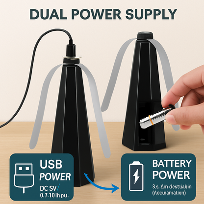 Fly Table Fans with Battery & USB Power, Outdoor Hook
