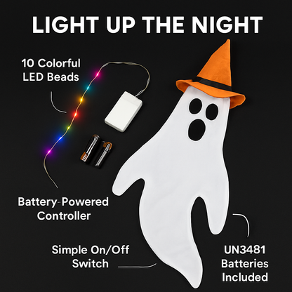 Halloween Ghost Windsocks with Witch Hats and LED Lights