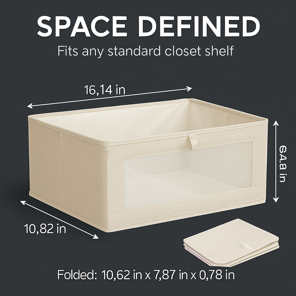 Foldable Linen Clothing Storage Bin with Clear Window