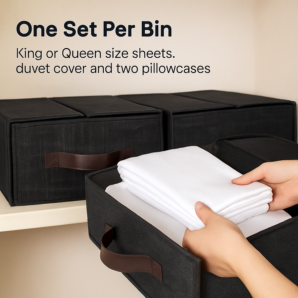 Foldable Bed Sheet Organizer Set Black Edition