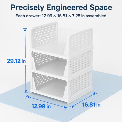 Plastic Storage Box Closet Organizer with Foldable Drawer