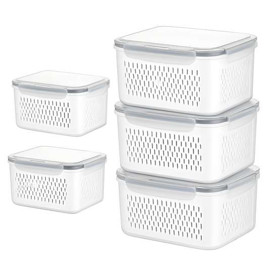 Fruit & Vegetable Storage Containers with Drain Basket