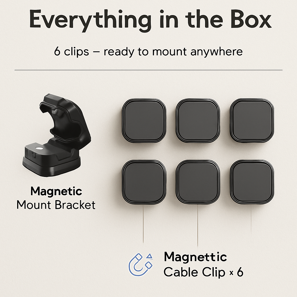 Magnetic Cable Clips - Adhesive Wire Organizer for Home