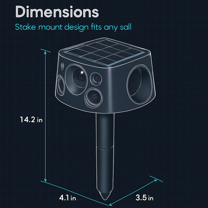 Ultrasonic Solar Animal Repeller for Garden - 3 Modes