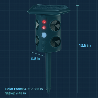 Solar Ultrasonic Animal Repeller with PIR Motion Sensor