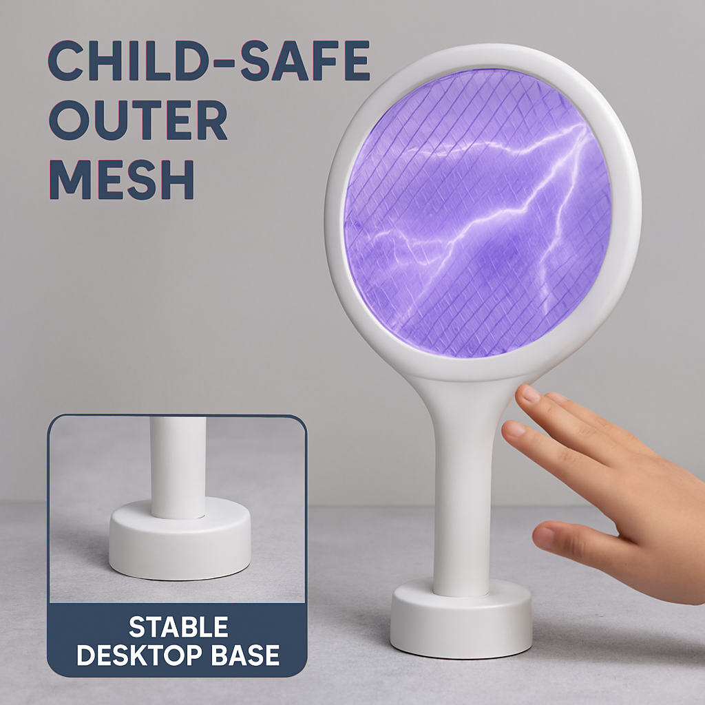 Electric Bug Zapper Racket with Telescopic Wand