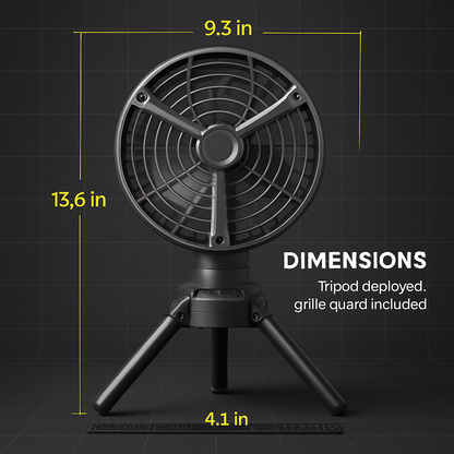 Portable Camping Fan with LED Light and Lantern