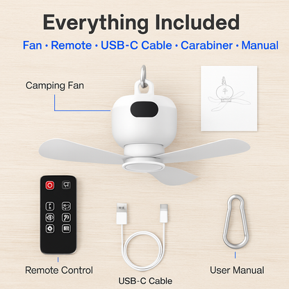 2-in-1 Camping Fan with Lantern and Carabiner