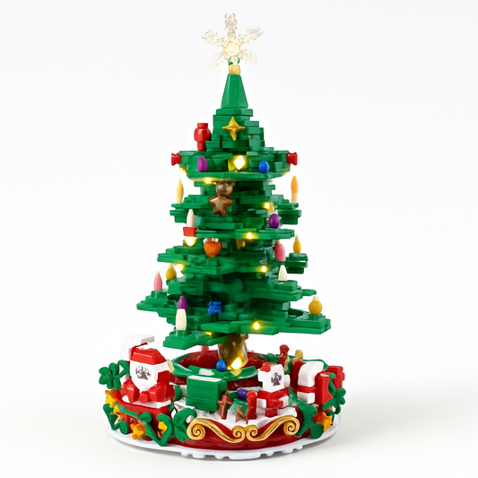 2025 Christmas Tree Building Set With LED Light Tabletop Christmas Building Block 24 Days Christmas Countdown Calendar for Boys Girls 3-6