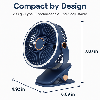 Clip-On Desk Fan for Camping and Office — Quiet & Adjustable