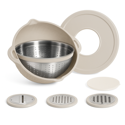 Multifunctional Mixing Bowl with Colander and Graters Set