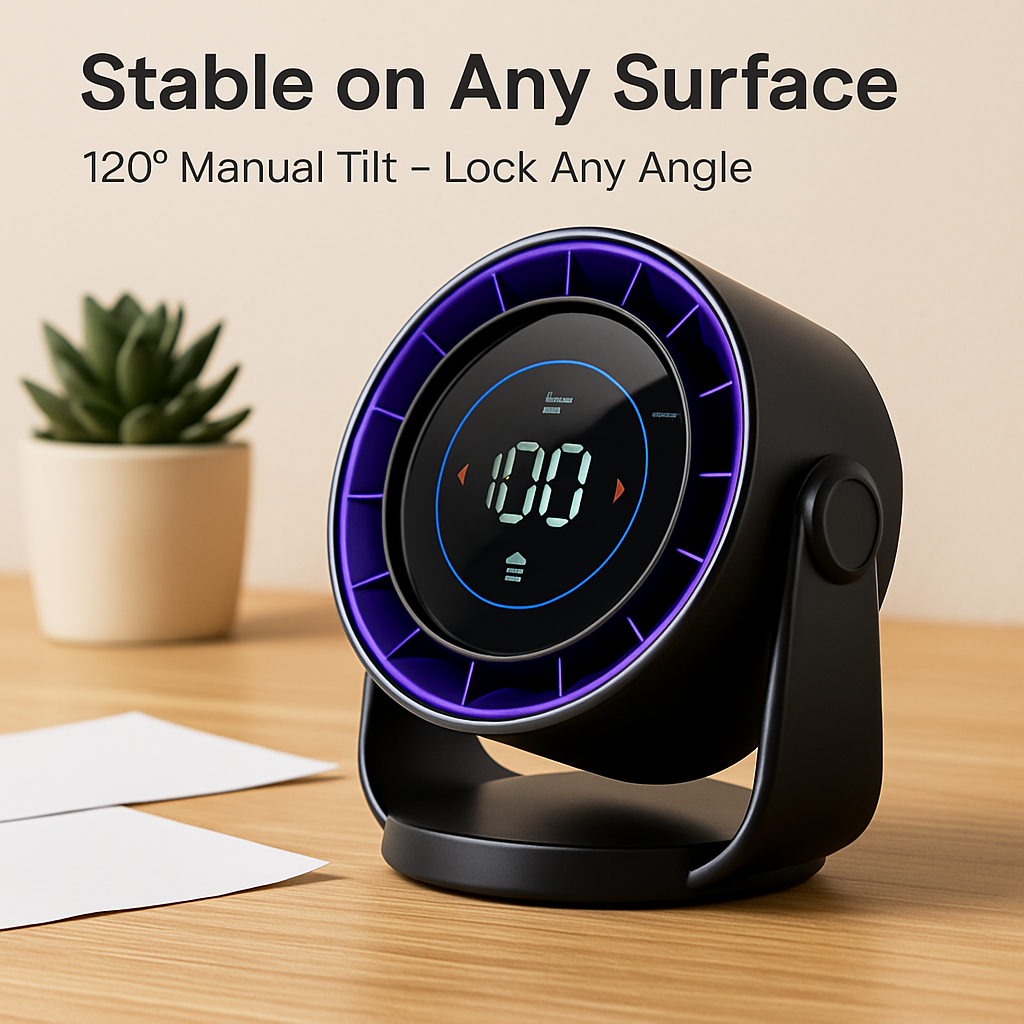 100-Speed Desk Fan Battery Operated; Wall Mounted, Tilting