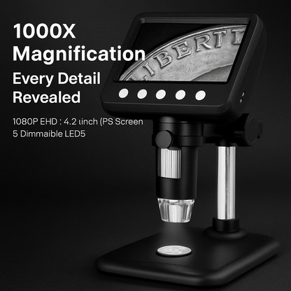 Digital Microscope with 4.3 Inch LCD and LEDs