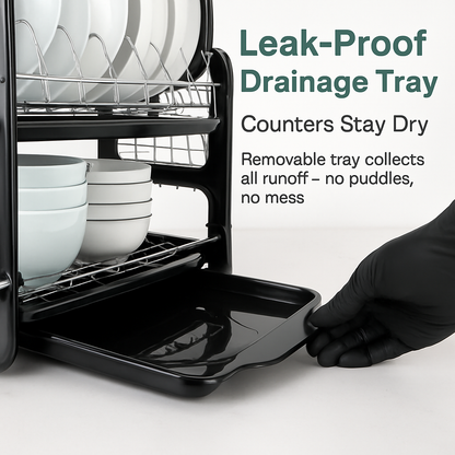 2 Tier Iron Dish Drying Rack for Kitchen Counter Storage