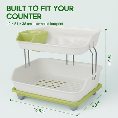 2-Tier Dish Drying Rack for Kitchen Counter
