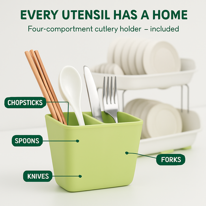2-Tier Dish Drying Rack for Kitchen Counter