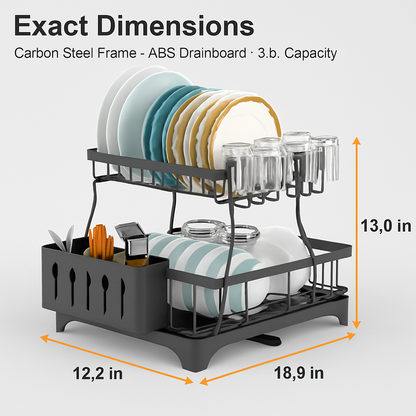 Dish Drying Rack with Drainboard and Utensil Holder
