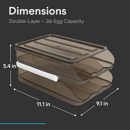 Egg Storage Box with Lid: Double Layer, Auto-Roll