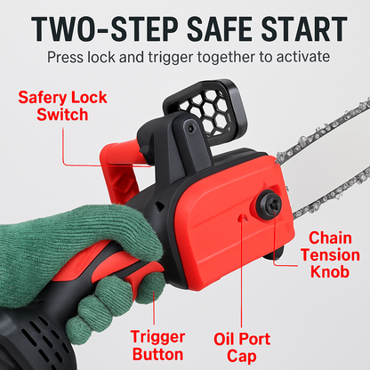 12-Inch Cordless Chainsaw with Battery and Charger