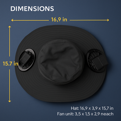 Wide Brim Sun Hat with 2 Solar-Powered Fans