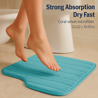 U Shaped Velvet Bath Rug with Non-Slip Backing