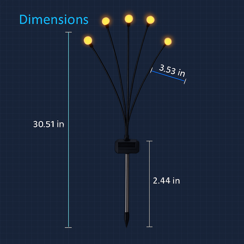 Solar Firefly Lights Swaying Pathway Lamps for Garden
