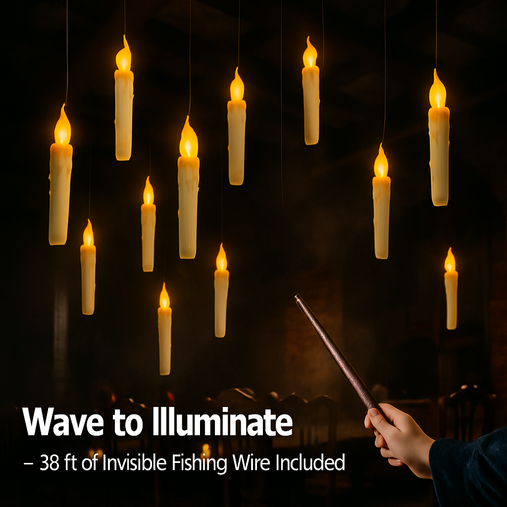 Flameless Floating LED Candles with Remote Wand