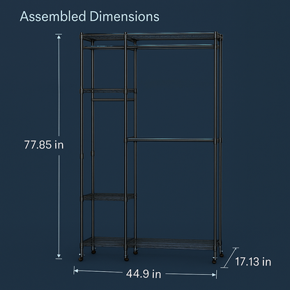 4-Tier Garment Rack with Wheels for Home Use