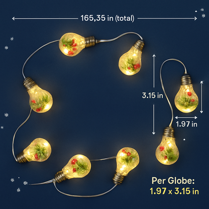 Christmas Snow Globe String Light with 10 LED Bulbs