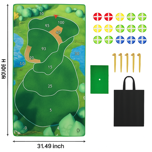 Golf Game Set: Indoor/Outdoor Chipping Mat & Sticky Balls