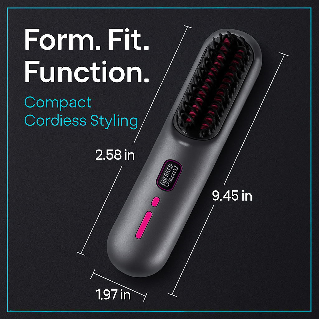 Cordless Hair Straightener Brush with Negative Ions