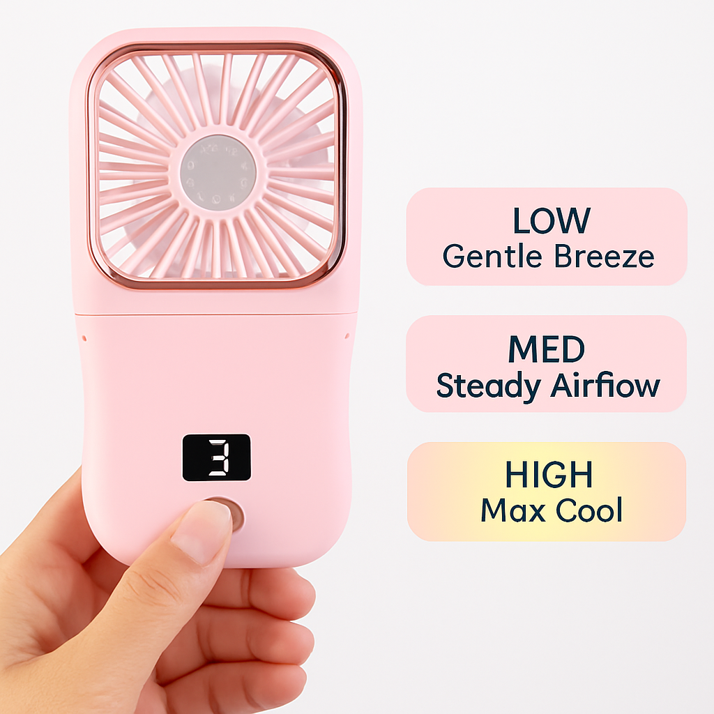 Folding Mini Fan - 5-in-1 Hands-free Neck & Desk Fan