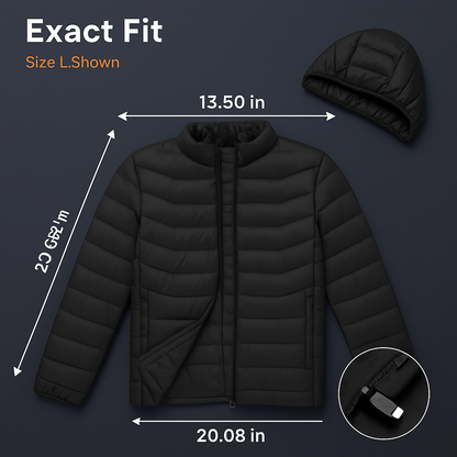 Heated Jacket - Lightweight Hooded Coat for Winter Warmth