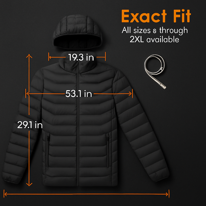 Heated Jacket - Lightweight Hooded Coat for Winter Warmth