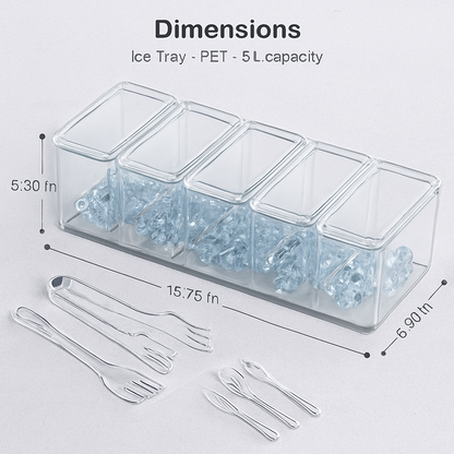 Ice Chilled Condiment Caddy with 5 Trays and Lids