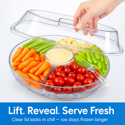 Fruit Ice Serving Tray with Four Compartments