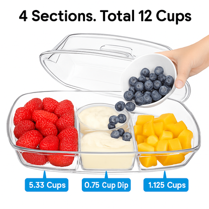 Fruit Ice Serving Tray with Four Compartments