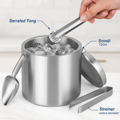 Double-Wall Stainless Steel Ice Bucket for Parties