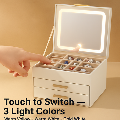 Jewelry Box with LED Mirror Organizer for Accessories