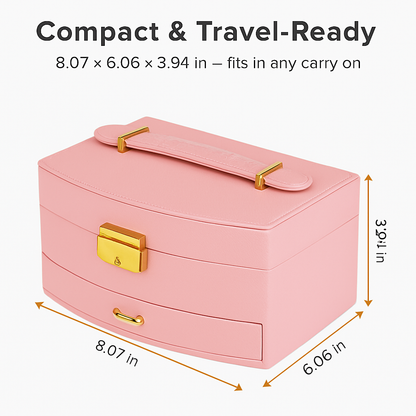2-Layer Jewelry Box for Rings, Earrings, Necklaces